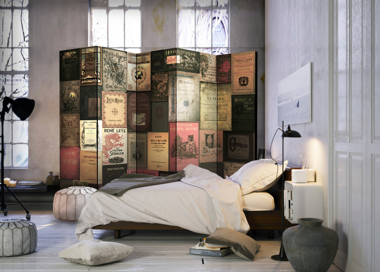 Room Divider Screen Bookish Paradise II - grid of retro book covers in romantic style 97915 additionalImage 2