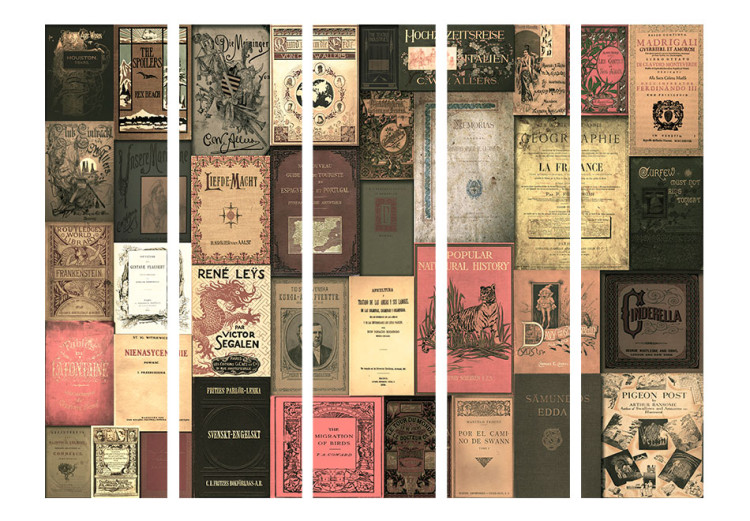 Room Divider Screen Bookish Paradise II - grid of retro book covers in romantic style 97915 additionalImage 3