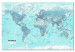Canvas Art Print World Map: Blue World - Blue Political Map with Labels 98015