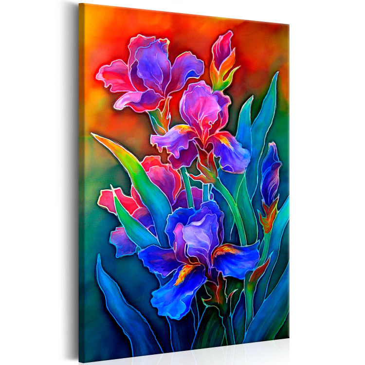 Canvas Print Rainbow Irises (1-piece) - Abstract Flowers in Sunlight 98215 additionalImage 2