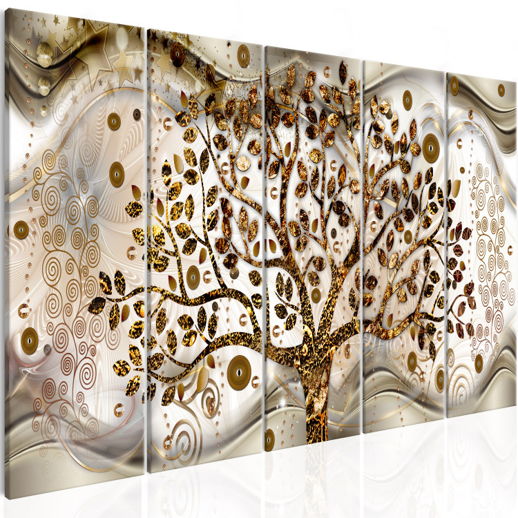 Canvas Print Tree and Waves (5 Parts) Brown 106925 additionalImage 2