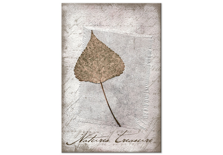 Canvas Print Leaf in Rustic Frame (1-part) - Nature on Textured Background 115025