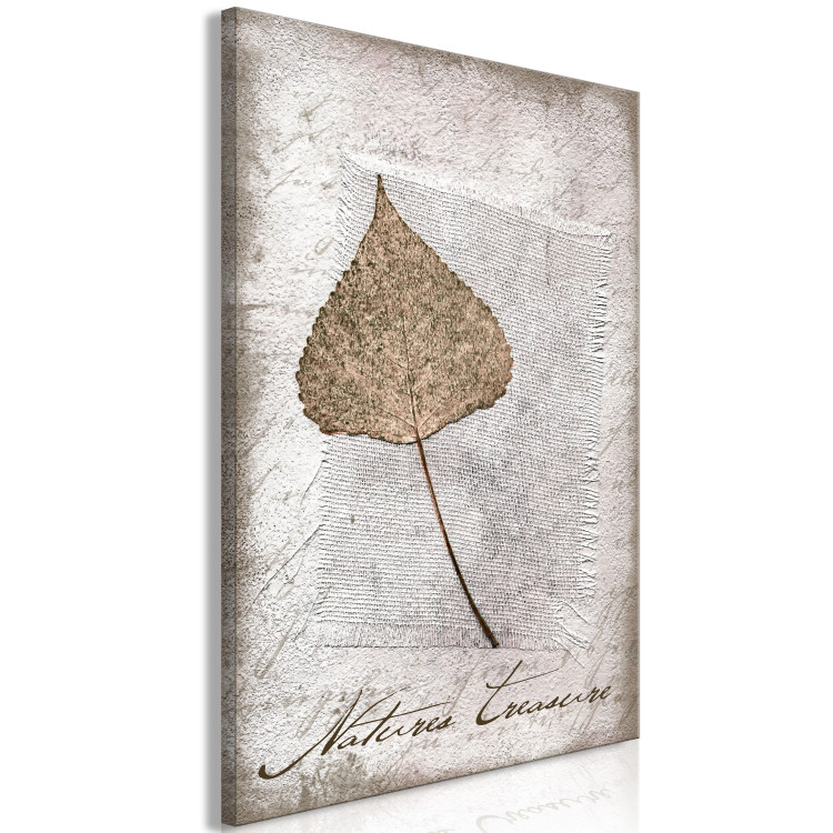 Canvas Print Leaf in Rustic Frame (1-part) - Nature on Textured Background 115025 additionalImage 2