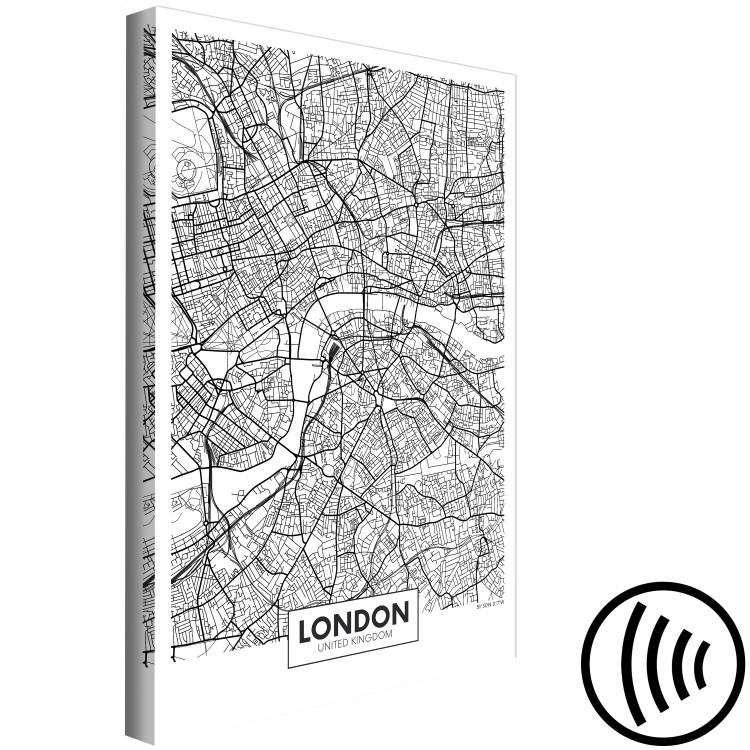 Canvas Print Streets of London - black and white linear map of a British city 116325 additionalImage 6