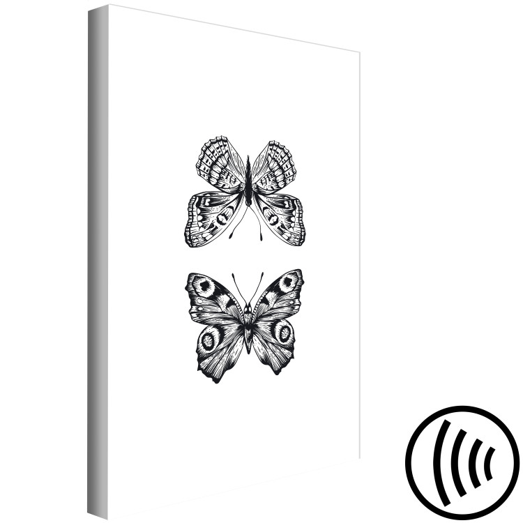 Canvas Butterflies in love - two black and white butterflies in line art 116925 additionalImage 6