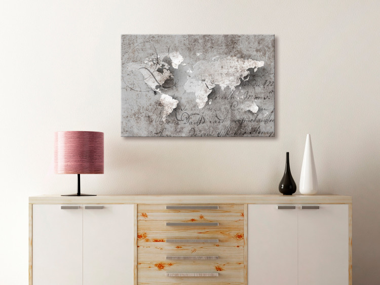 Canvas Art Print Exploring Continents (1-part) - Retro World Map with Labels 117125 additionalImage 3