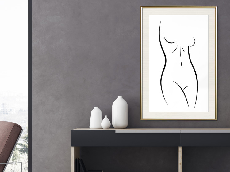 Poster Ideal Body - black and white simple composition with woman's silhouette 117225 additionalImage 21