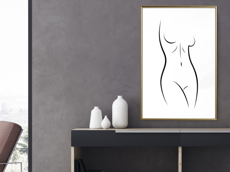 Poster Ideal Body - black and white simple composition with woman's silhouette 117225 additionalImage 15