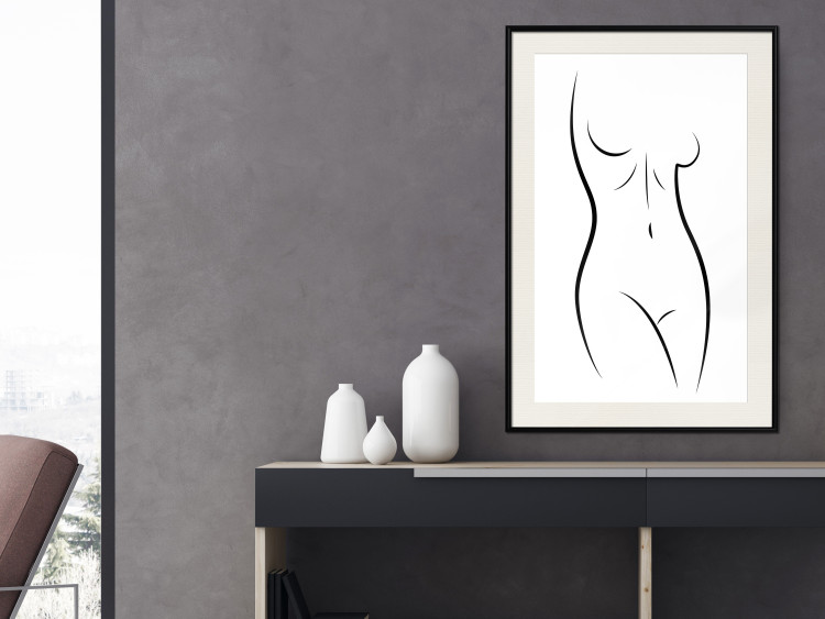 Poster Ideal Body - black and white simple composition with woman's silhouette 117225 additionalImage 22