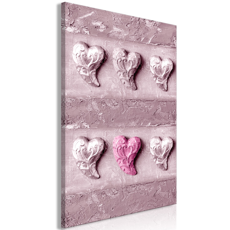 Canvas Stone love - six hearts on a concrete texture in pink colors 118225 additionalImage 2