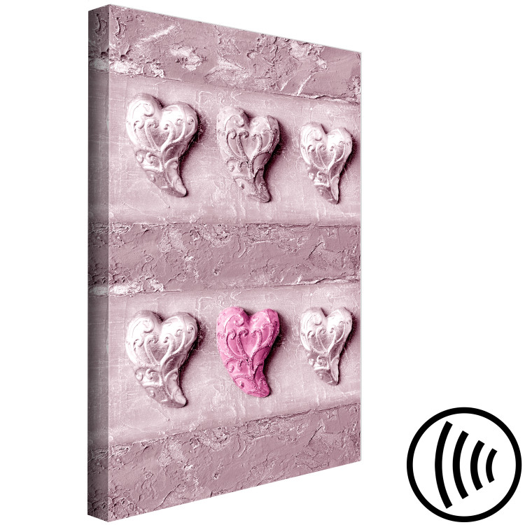 Canvas Stone love - six hearts on a concrete texture in pink colors 118225 additionalImage 6