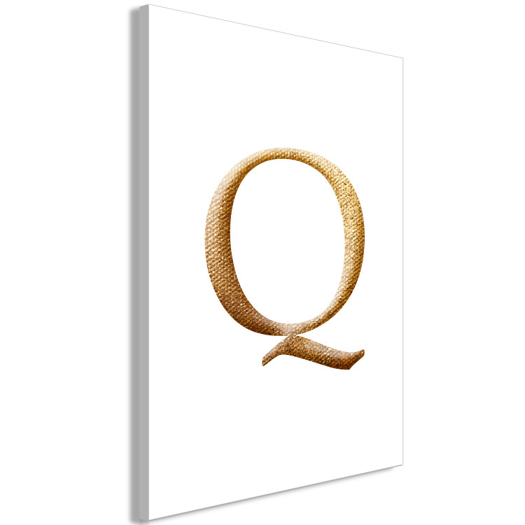 Canvas Print Q - minimalist golden letter with texture imitation on white 118325 additionalImage 2