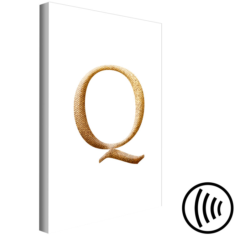Canvas Print Q - minimalist golden letter with texture imitation on white 118325 additionalImage 6