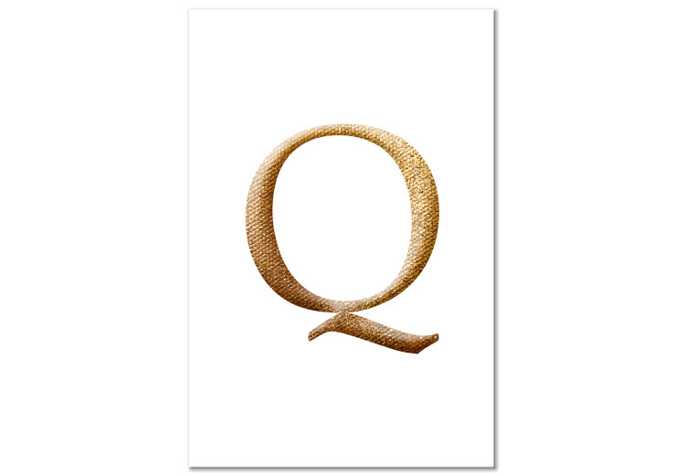 Canvas Print Q - minimalist golden letter with texture imitation on white 118325