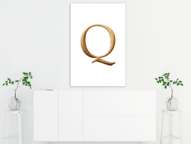 Canvas Print Q - minimalist golden letter with texture imitation on white 118325 additionalImage 3