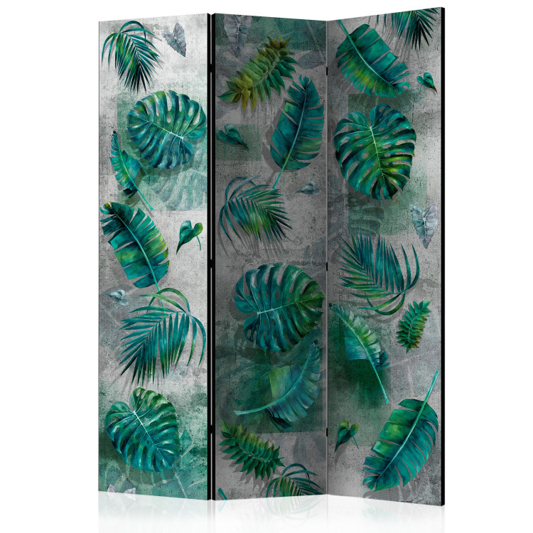 Folding Screen Modernist Jungle - tropical green leaves on a concrete background 118525