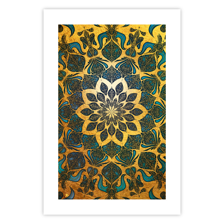 Wall Poster Gold of India - composition with a Zen-style Mandala in golden tones 119025 additionalImage 25
