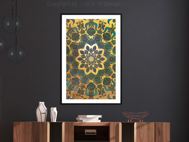 Wall Poster Gold of India - composition with a Zen-style Mandala in golden tones 119025 additionalImage 6