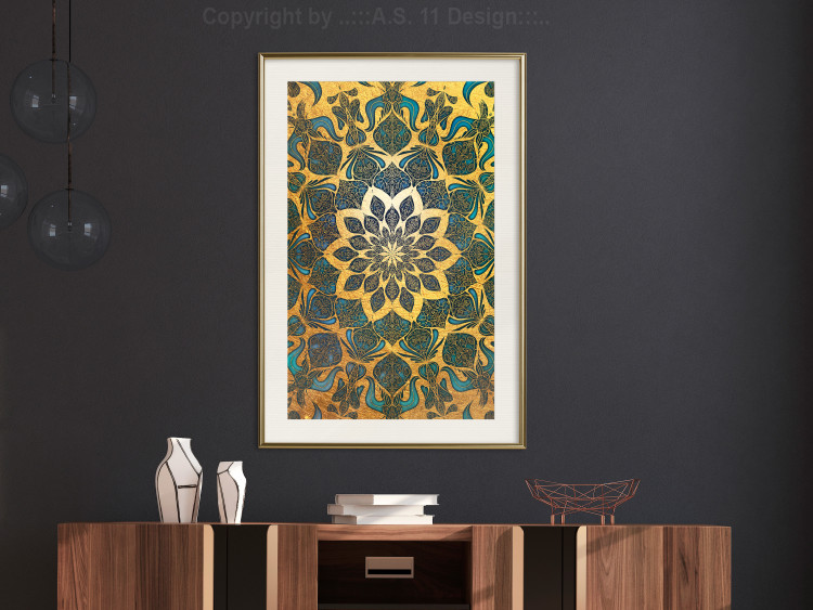 Wall Poster Gold of India - composition with a Zen-style Mandala in golden tones 119025 additionalImage 21