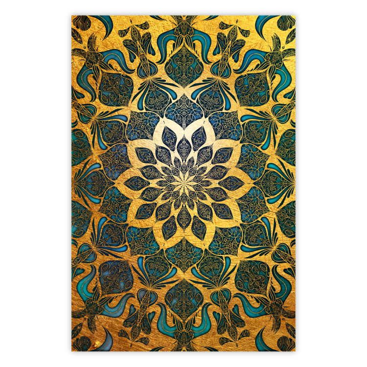 Wall Poster Gold of India - composition with a Zen-style Mandala in golden tones 119025