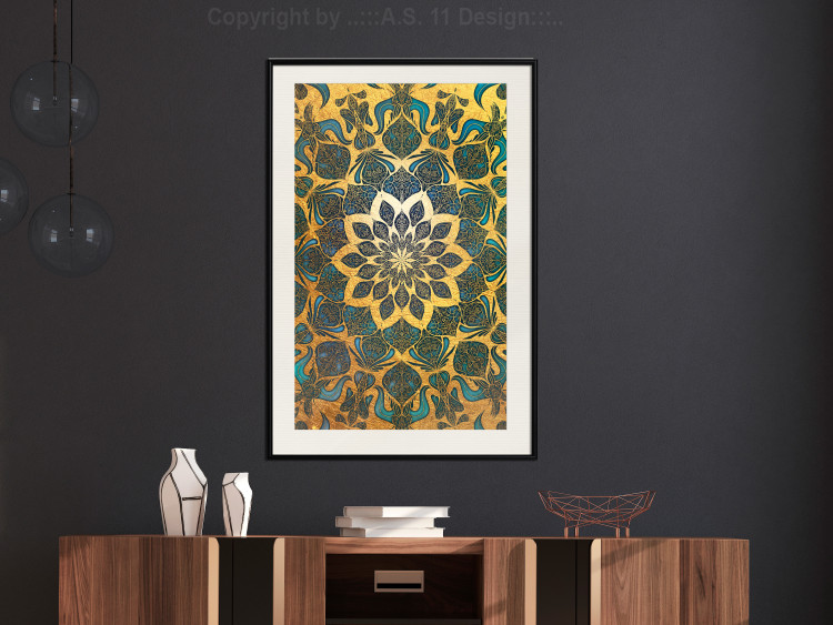 Wall Poster Gold of India - composition with a Zen-style Mandala in golden tones 119025 additionalImage 22