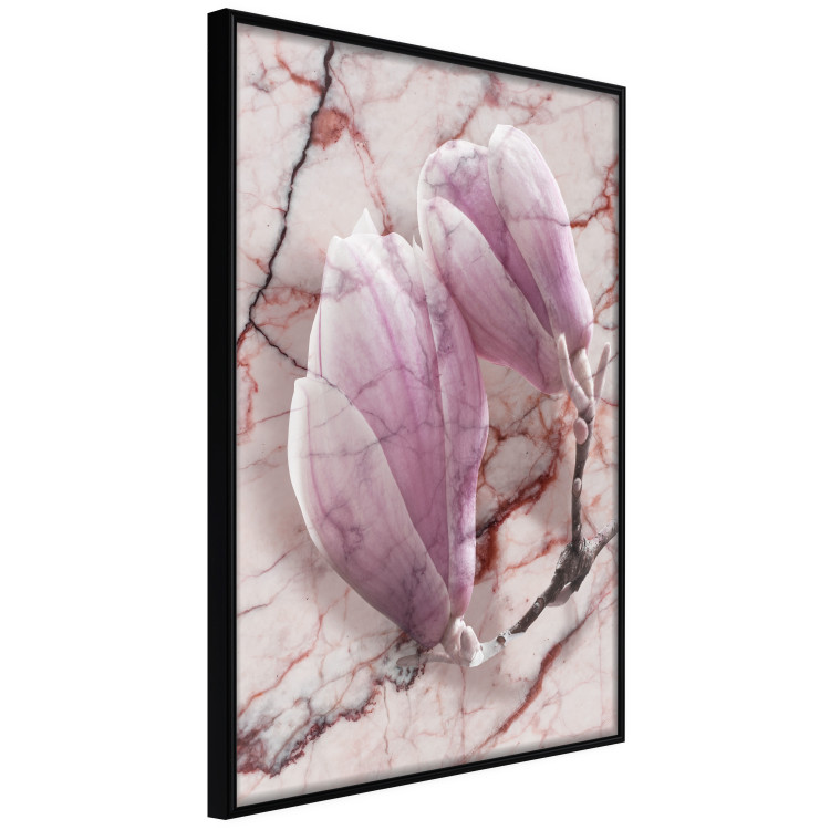 Wall Poster Marble Magnolia - pink flowers on a background of white marble texture 122725 additionalImage 10
