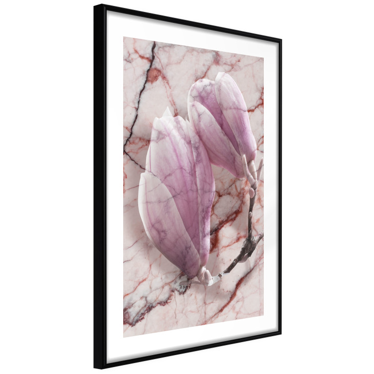Wall Poster Marble Magnolia - pink flowers on a background of white marble texture 122725 additionalImage 11