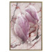 Wall Poster Marble Magnolia - pink flowers on a background of white marble texture 122725 additionalThumb 16