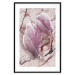 Wall Poster Marble Magnolia - pink flowers on a background of white marble texture 122725 additionalThumb 15