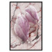 Wall Poster Marble Magnolia - pink flowers on a background of white marble texture 122725 additionalThumb 18