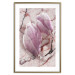 Wall Poster Marble Magnolia - pink flowers on a background of white marble texture 122725 additionalThumb 14