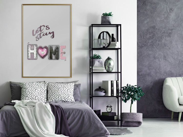 Wall Poster Let's Stay Home - English text "home" on a solid gray background 122825 additionalImage 5