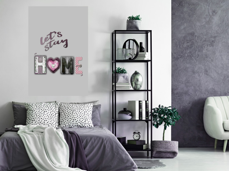 Wall Poster Let's Stay Home - English text "home" on a solid gray background 122825 additionalImage 17