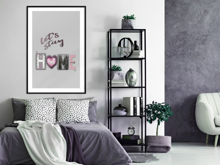 Wall Poster Let's Stay Home - English text "home" on a solid gray background 122825 additionalImage 4