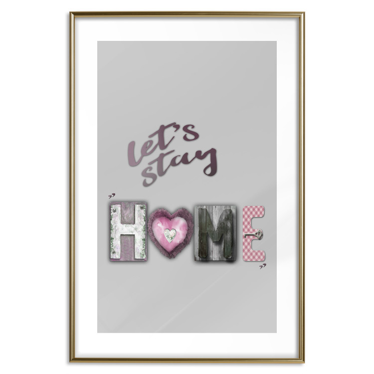 Wall Poster Let's Stay Home - English text "home" on a solid gray background 122825 additionalImage 14