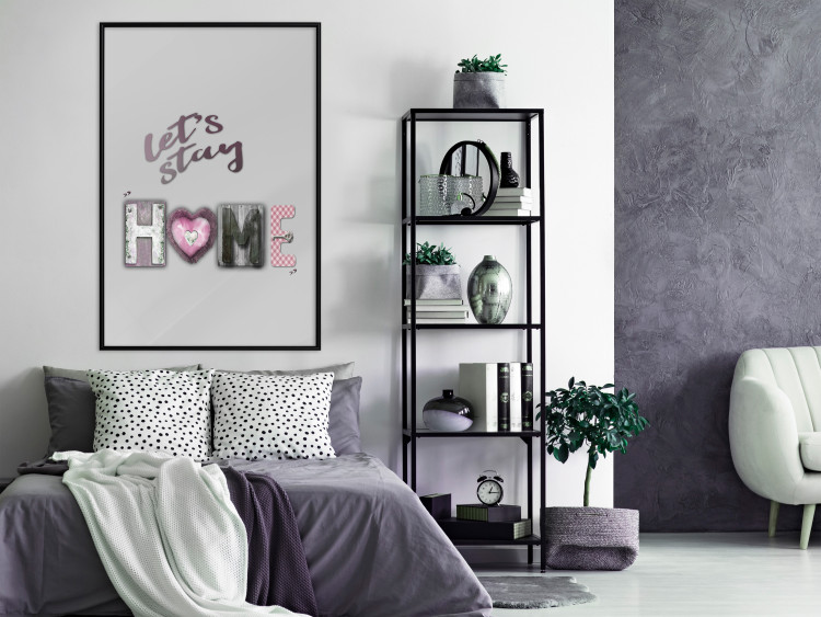 Wall Poster Let's Stay Home - English text "home" on a solid gray background 122825 additionalImage 3