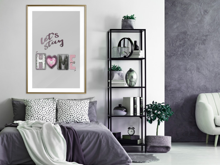 Wall Poster Let's Stay Home - English text "home" on a solid gray background 122825 additionalImage 13
