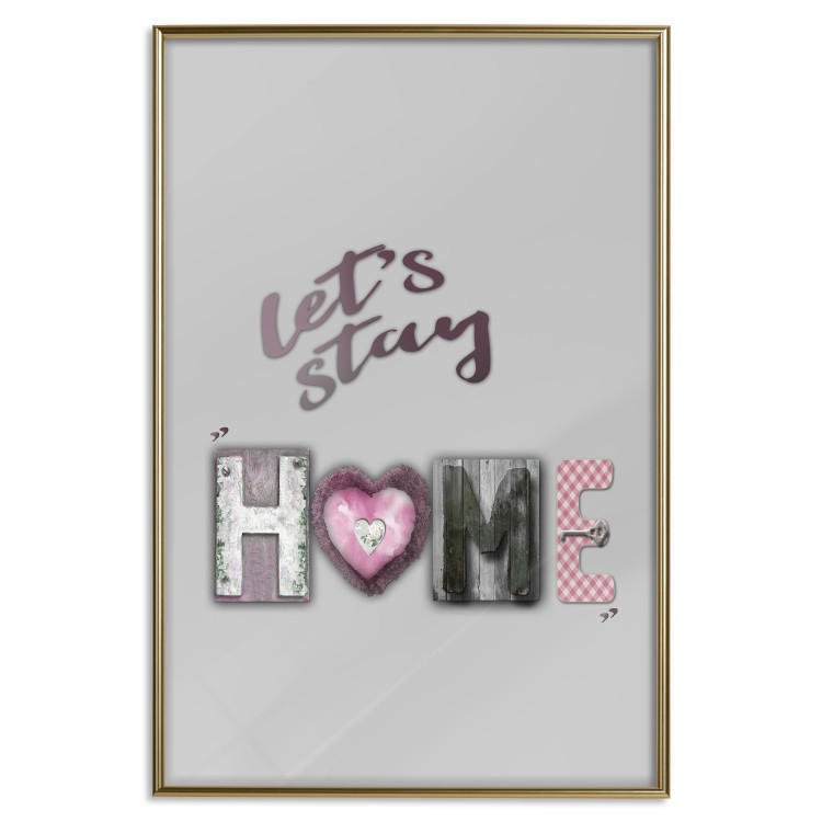 Wall Poster Let's Stay Home - English text "home" on a solid gray background 122825 additionalImage 16