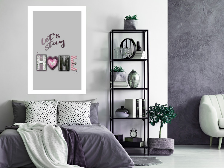 Wall Poster Let's Stay Home - English text "home" on a solid gray background 122825 additionalImage 2