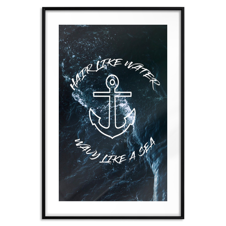 Poster Hair like Water, Wavy like a Sea - English text on a sea background 123025 additionalImage 15