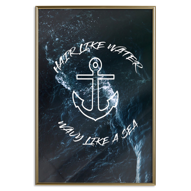 Poster Hair like Water, Wavy like a Sea - English text on a sea background 123025 additionalImage 16