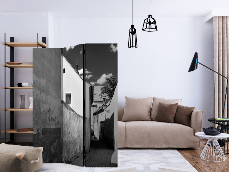 Room Divider Screen Narrow Alley (3-piece) - black and white city architecture landscape 124125 additionalImage 4