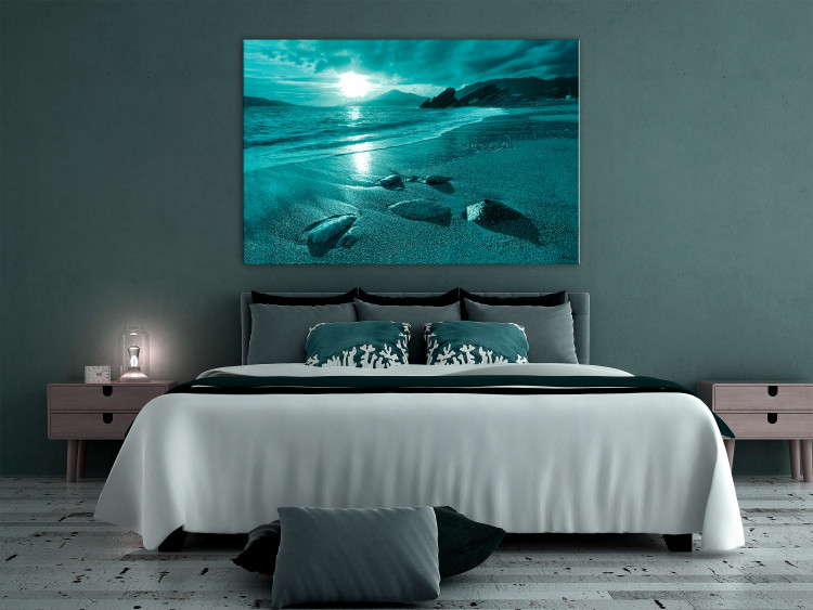 Canvas Sunset in turquoise - sea landscape with a sandy beach 125025 additionalImage 3