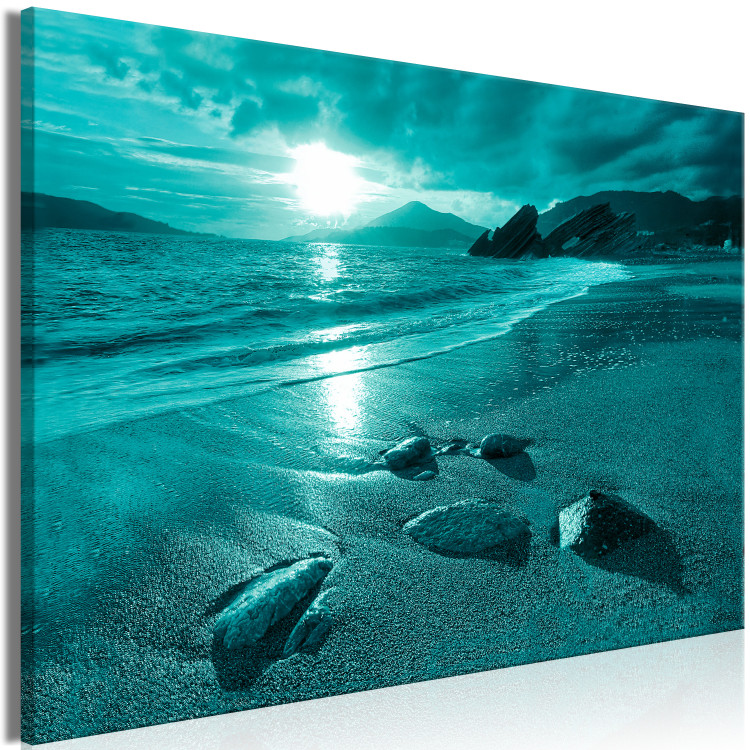 Canvas Sunset in turquoise - sea landscape with a sandy beach 125025 additionalImage 2