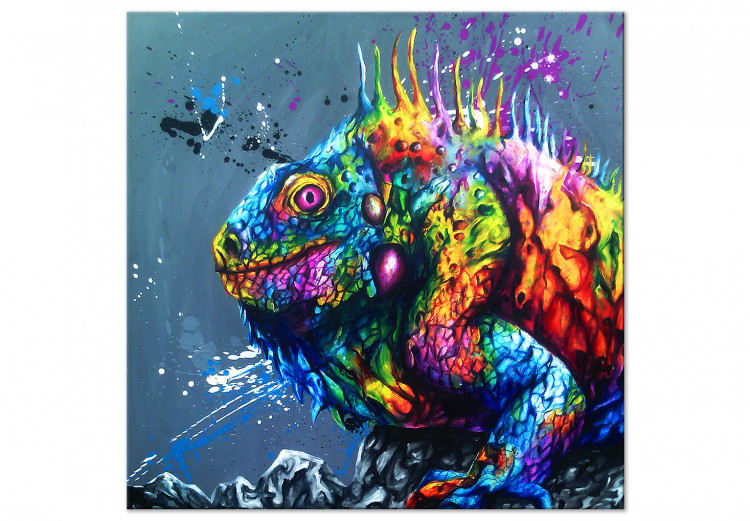 Canvas Colourful Iguana (1 Part) Square 127025