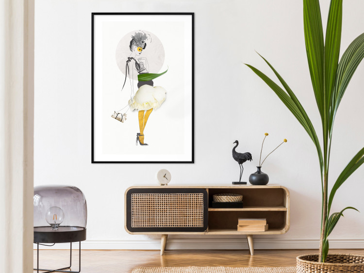 Wall Poster Yellow Stockings - abstract silhouette of a woman with flower accents 127525 additionalImage 18