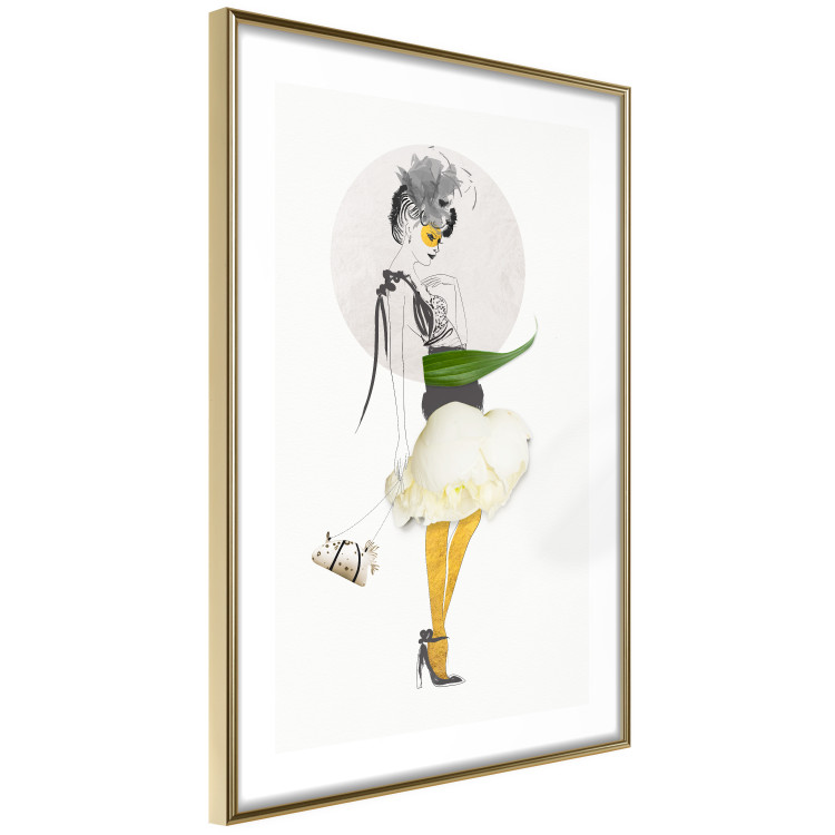 Wall Poster Yellow Stockings - abstract silhouette of a woman with flower accents 127525 additionalImage 7