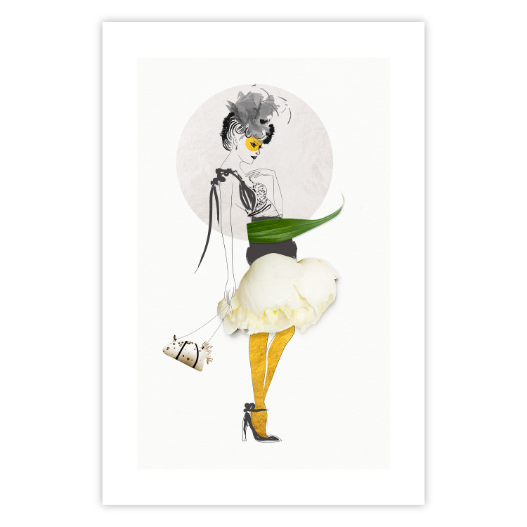 Wall Poster Yellow Stockings - abstract silhouette of a woman with flower accents 127525 additionalImage 19