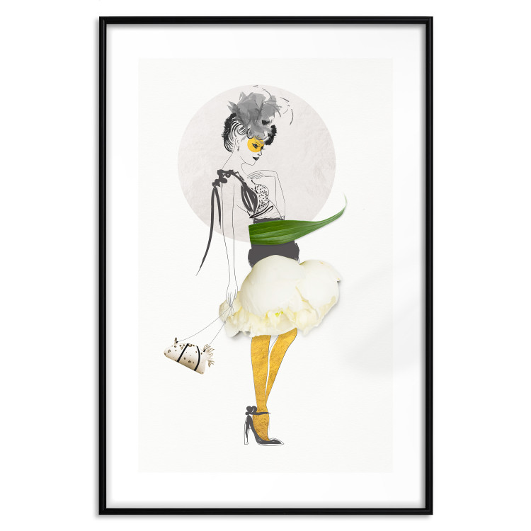 Wall Poster Yellow Stockings - abstract silhouette of a woman with flower accents 127525 additionalImage 15
