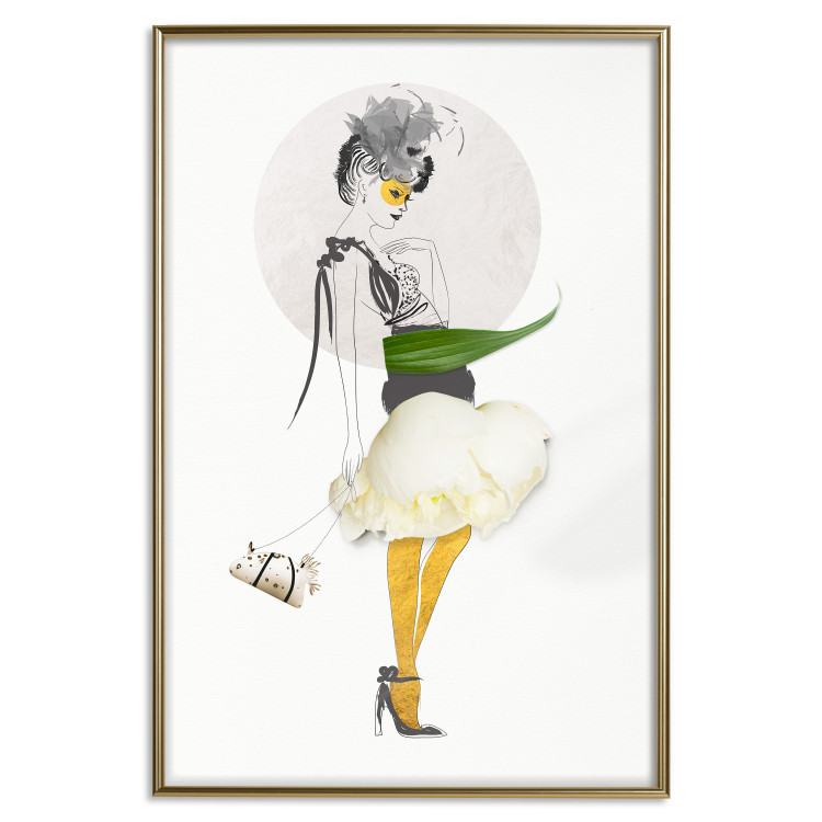 Wall Poster Yellow Stockings - abstract silhouette of a woman with flower accents 127525 additionalImage 17